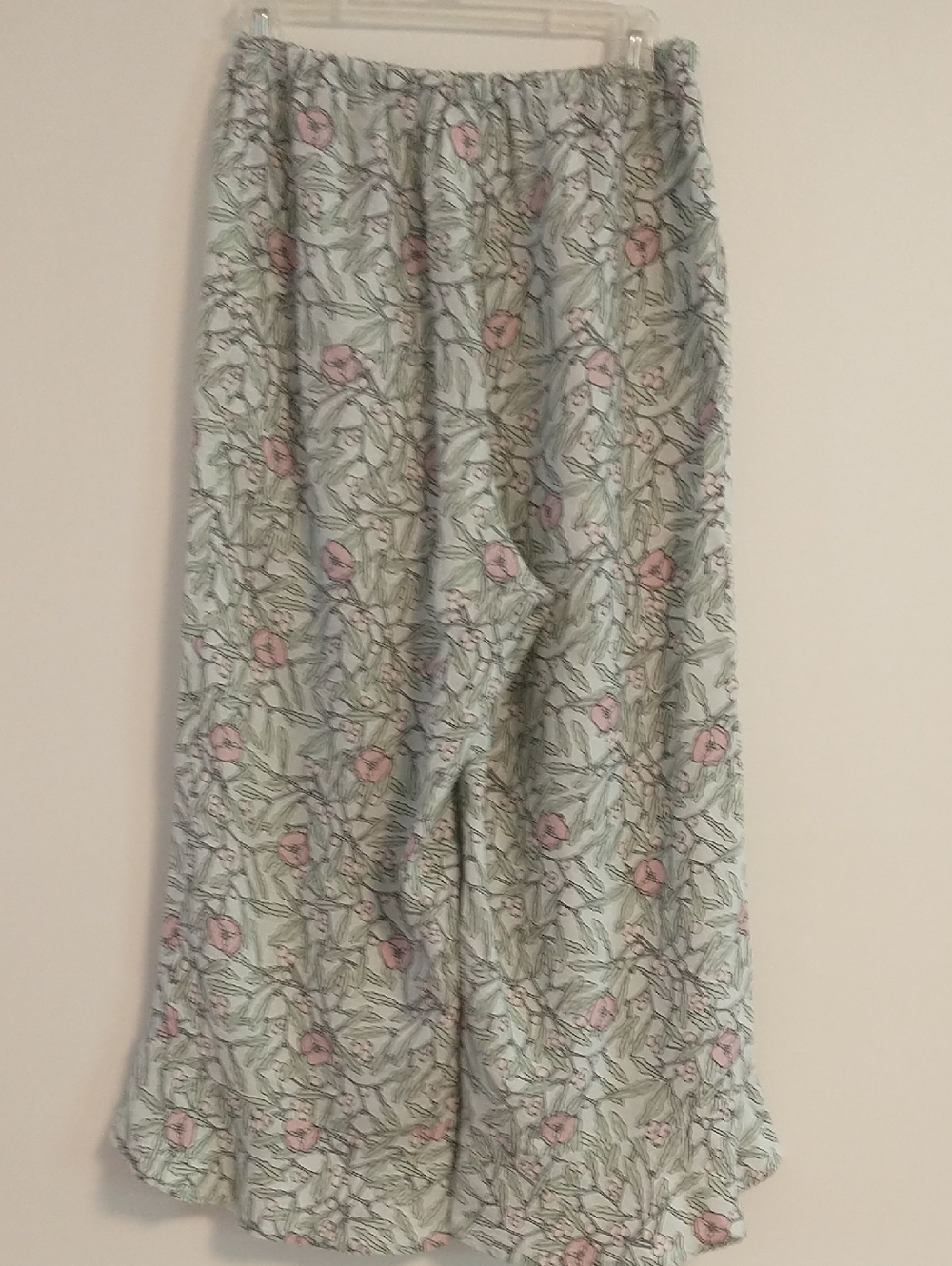 FLAX Pants Pastel Floral Print  Ruffle Hem Linen Size Small - Picture 3 of 5